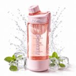 Butelka na wodę z uchwytem, sportowy bidon z miarką 680ML GALAXY różowy BD71R