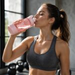 Butelka na wodę z uchwytem, sportowy bidon z miarką 680ML GALAXY różowy BD71R - obrazek 4