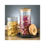 Cukiernica, pojemnik ryflowany z przykrywką bambusowa, rozm. M, 850 ml 1szt SZK168 - obrazek 3