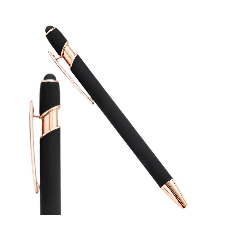 dlugopis-metalowy-tusz-czarny-touch-pen-soft-touch-czern-dl01 Długopis metalowy, tusz czarny, touch pen soft touch czerń DL01 - obrazek 1