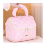 Kosmetyczka rozkładana elegancka kuferek pikowana BUNNY różowa KS131R - obrazek 2