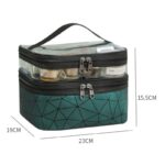 Kosmetyczka rozkładana geometryczna zielona 23x15,5x9cm KS35WZ1 - obrazek 5