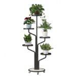 Kwietnik, regał, stojak na kwiaty metalowy okrągły na kółkach 130х40cm SZ38CZ