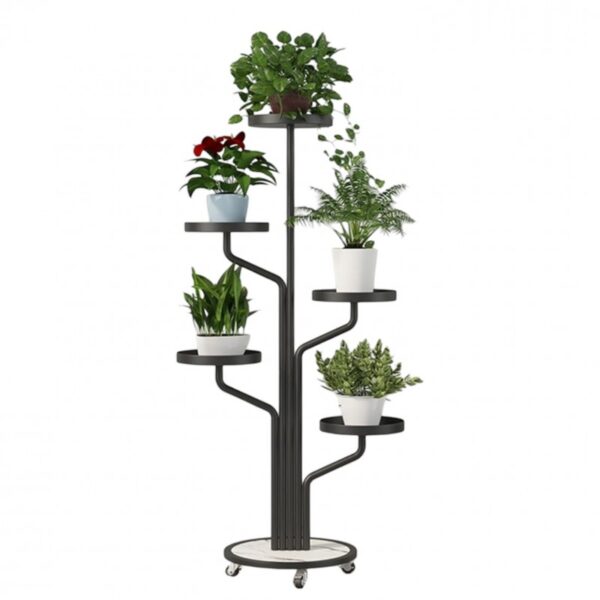 Kwietnik, regał, stojak na kwiaty metalowy okrągły na kółkach 130х40cm SZ38CZ