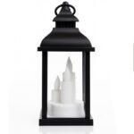 Lampion dekoracyjny LED z imitacją świec 10 x 22 cm - LAMP52CZ - obrazek 2