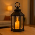 Lampion dekoracyjny LED z imitacją świec 12 x 21 cm - LAMP53 - obrazek 2