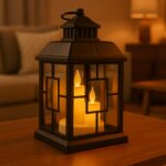 Lampion dekoracyjny LED z imitacją świec 12 x 23 cm - LAMP54WZ1 - obrazek 2