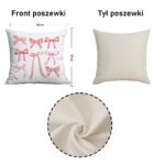 Poszewka na poduszkę 45 x 45 cm biała, KOKARDKI różowe POD230 - obrazek 3