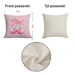 Poszewka na poduszkę 45 x 45 cm WIŚNIE i KOKARDA różowa POD229 - obrazek 3