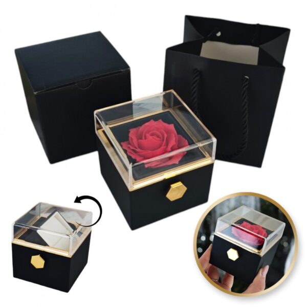 Pudełeczko Walentynkowe Rose Treasure Box na biżuterię mydlana Wieczna Róża Obrotowe PDOZ26CZ