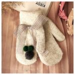 Rękawiczki CUTE pompony kokarda szare REK127 - obrazek 2