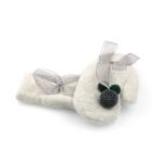 Rękawiczki CUTE pompony kokarda szare REK127 - obrazek 4