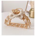 Spinka do włosów klamra metalowa przeplatana kokarda XL 7,8cm SP261K - obrazek 2