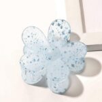 Spinka do włosów klamra XL niebieski kwiat plamki 7,5 x 7cm SP274 - obrazek 5