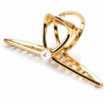 Spinka do włosów klamra ZŁOTA z PERŁĄ, metalowa mocna XL 11cm SP461 - obrazek 3