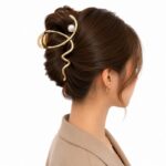 Spinka do włosów klamra ZŁOTA z PERŁĄ, metalowa mocna XL 12cm SP462 - obrazek 3