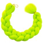 Syntetyczne włosy 120 cm gęste jednokolorowe limonka WLS43 - obrazek 2