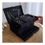 Szkatułka na biżuterię kuferek etui organizer czerń PD119CZ - obrazek 5