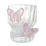 Szklanka ryflowana, z falowanymi ściankami, MOTYLKI róż 260 ml 1szt SZK161 - obrazek 2