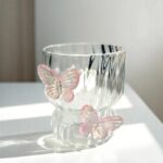 Szklanka ryflowana, z falowanymi ściankami, MOTYLKI róż 260 ml 1szt SZK161 - obrazek 4