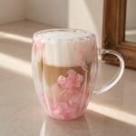 Szklanka termiczna ryflowana z kwiatami w środku, gipsówka róż 300 ml 1szt SZK157 - obrazek 4