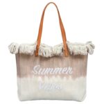 TORBA PLAŻOWA, wakacyjna BOHO Z frędzlami brązowa ombre, na zakupy TP14BR - obrazek 3