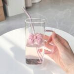 Szklanka do Napojów Smoothie Kubek ze Słomką z Przykrywką Szkło 320ml - obrazek 4