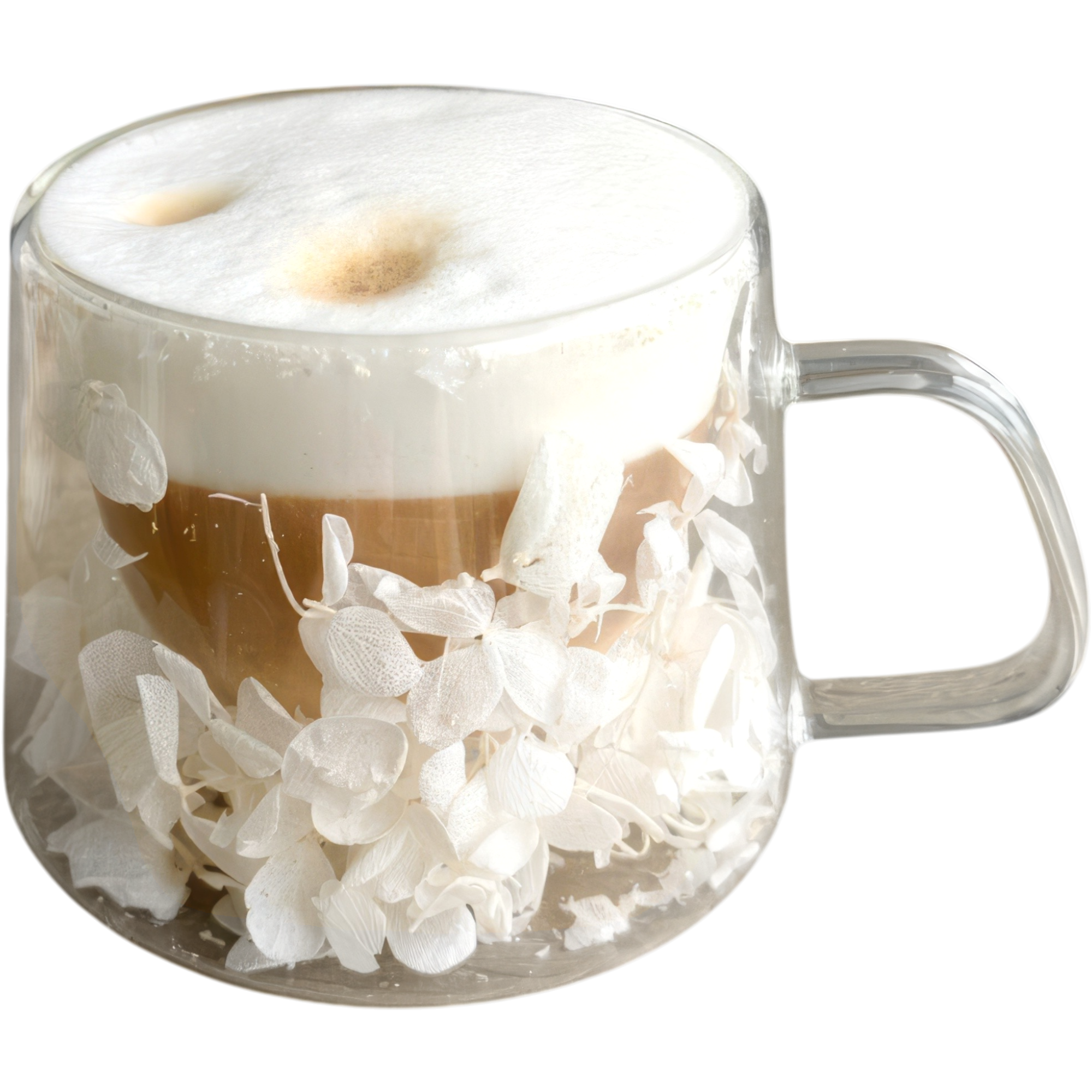 szklanki białe Szklanka Termiczna do Kawy Latte z Kwiatami w Środku 180ml - obrazek 1