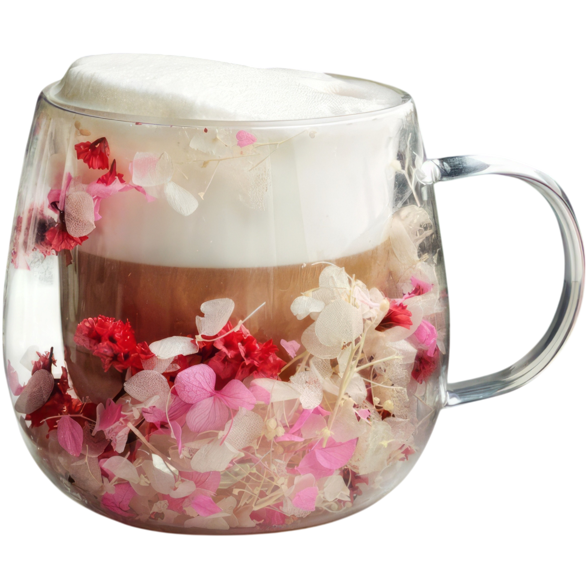 white-Photoroom Szklanka Termiczna do Kawy Latte z Kwiatami w Środku 350ml - obrazek 1
