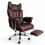 Fotel biurowy obrotowy RELAX PRO z podnóżkiem - ecoskóra brązowy ciemny KO50BR - obrazek 3