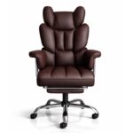 Fotel biurowy obrotowy RELAX PRO z podnóżkiem - ecoskóra brązowy ciemny KO50BR - obrazek 5