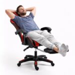 Fotel gamingowy obrotowy z podnóżkiem EC GAMING masażer KO24CZE - obrazek 3