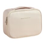 Kosmetyczka rozkładana elegancka kuferek etui z ekoskóry kremowa KS146K - obrazek 2