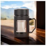 Kubek bidon ze szkła na Kawę Herbatę z uchwytem czarny 500 ML CUP18CZ - obrazek 4