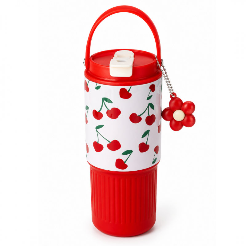 kubek-termiczny-z-uchwytem-i-ustnikiem-czerwony-w-wisienki-750ml-bd57 Kubek termiczny z uchwytem i ustnikiem, czerwony w wisienki 750ml BD57 - obrazek 1
