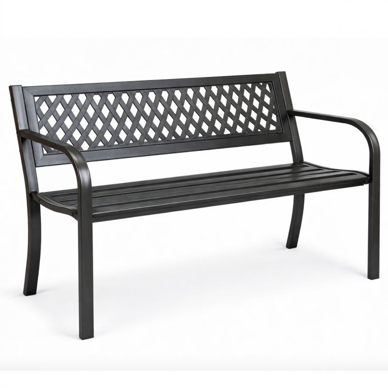 lawka-ogrodowa-z-oparciem-parkowa-metalowa-z-pcv-118-x-50-x-75cm-czarna-law01 Ławka ogrodowa z oparciem, parkowa, metalowa z PCV, 118 x 50 x 75cm czarna LAW01 - obrazek 1