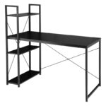 Loftowe biurko komputerowe z regałem, półkami, 120 x 60cm, czarne, czarny blat STL24CZ - obrazek 5