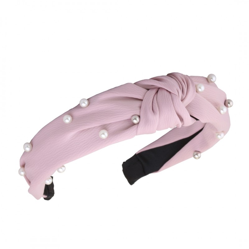opaska-turban-z-materialu-gruba-jasny-roz-perelki-o227rr Opaska turban z materiału gruba jasny róż perełki O227RR - obrazek 1