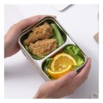 Śniadaniówka LUNCH BOX z widelcem, stal nierdzewna, 2 poziomy, kremowy PJM50K - obrazek 5