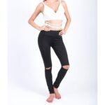 Sportowe Legginsy Fitness Trening Czarne LEG19L - obrazek 3