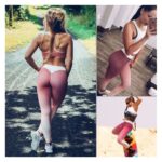 Sportowe Legginsy Fitness Trening Różowo Białe L LEG12L - obrazek 5