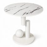 Stolik kawowy, pomocniczy, okrągły, biały marmur 50cm, KULA STL28B - obrazek 2