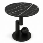 Stolik kawowy, pomocniczy, okrągły, czarny marmur 50cm, KULA STL28CZ - obrazek 3