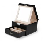Szkatułka kuferek etui organizer na biżuterię czarna PD148CZ - obrazek 2