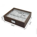Szkatułka na 10 zegarków, etui, organizer zamykany ze szkłem 26x21cm PDMDF05 - obrazek 5