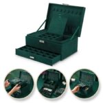 Szkatułka na biżuterię kuferek etui organizer butelkowa zieleń PD119