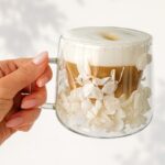 Szklanka termiczna z białymi kwiatami w środku, hortensje 180 ml 1szt - SZK186 - obrazek 3