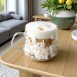 Szklanka termiczna z białymi kwiatami w środku, hortensje 180 ml 1szt - SZK186 - obrazek 5