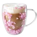 Szklanka termiczna z kwiatami w środku, gipsówka hortensje róż 300 ml 1szt SZK165 - obrazek 4