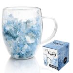 Szklanka termiczna z kwiatami w środku, hortensje, mech niebieskie 300 ml 1szt SZK206